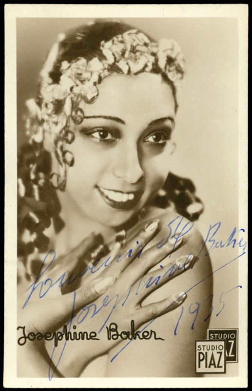 - Josephine Baker 1935 Signed Photo Postcard