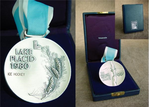 - 1980 Lake Placid Winter Olympics Silver Hockey Medal