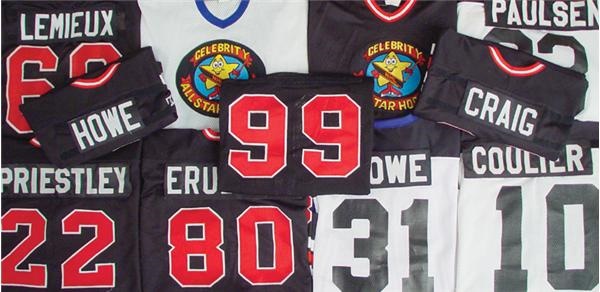 - 1980’s Celebrity All Star Game Worn Jerseys inc. Wayne Gretzky, Mario Lemieux and Gordie Howe (34)