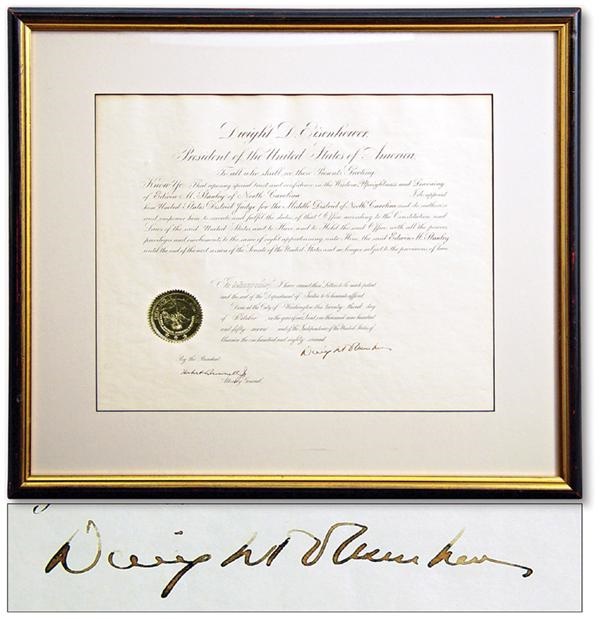 - 1957 Dwight D. Eisenhower Signed Document (15x18")