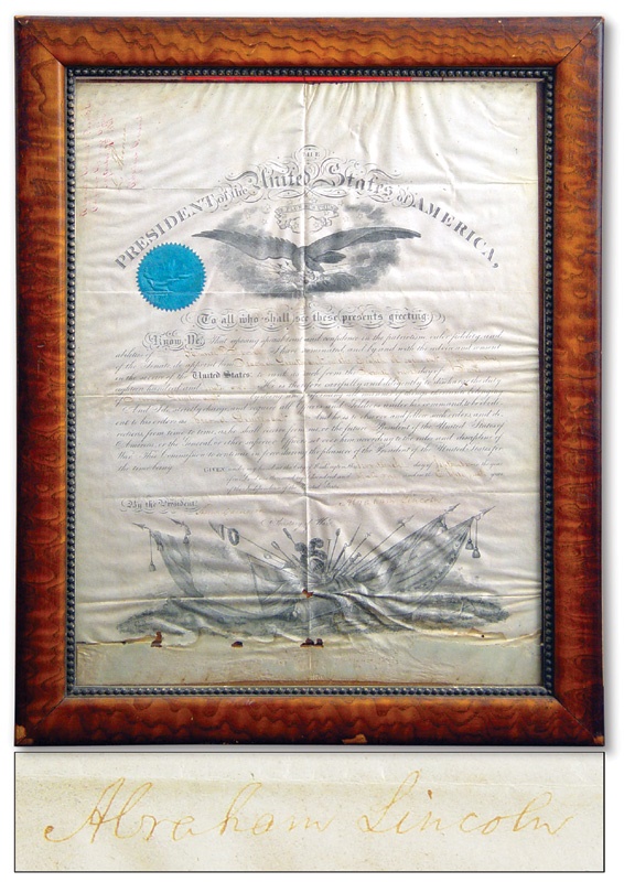 - 1861 Abraham Lincoln Signed Document (16x20")