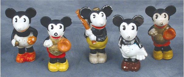 - 1930's Disney Bisque Baseball Figurines (5)