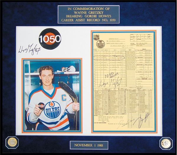 - Wayne Gretzky’s 1050th Assist Milestone Display with Puck from the Photo Shoot!