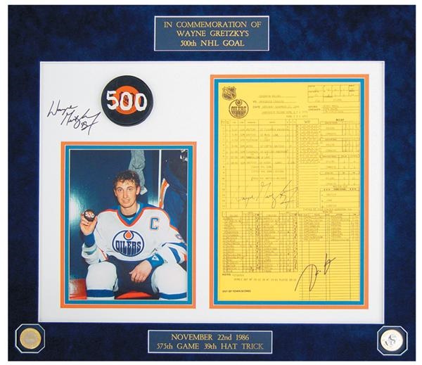 - Wayne Gretzky’s 500 Goal Milestone Display with Puck from the Photo Shoot!