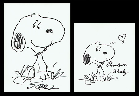 - Charles Schulz Signed Original Snoopy Drawings (2)