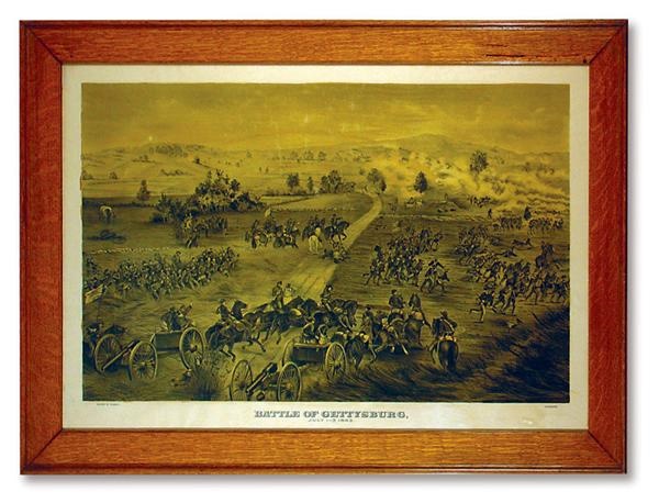 - 19th Century “Battle of Gettysburg” Original Print (39x25”)