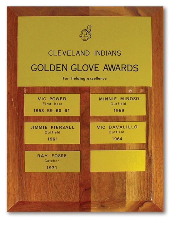 - Cleveland Indians Gold Glove Award Plaque from Cleveland Stadium