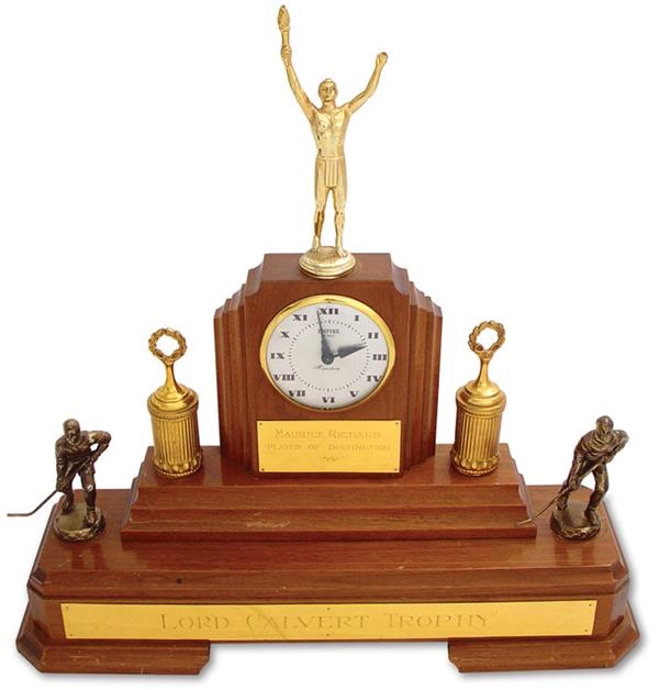 - Maurice Richard’s 1951 Lord Calvert Montreal Canadiens MVP Trophy (21”)
