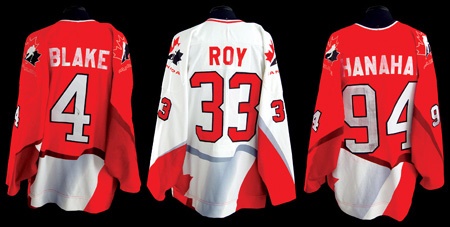 1998 Roy, Blake & Shanahan Team Canada Jerseys (3)