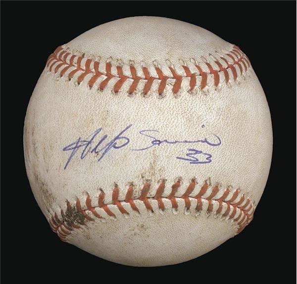 - 2001 World Series Game 5 Used Baseball Signed by Soriano