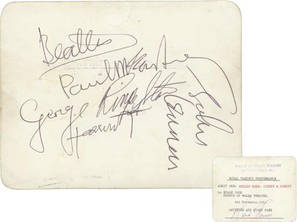 - Royal Command Performance Artist Pass Signed by all Four Beatles