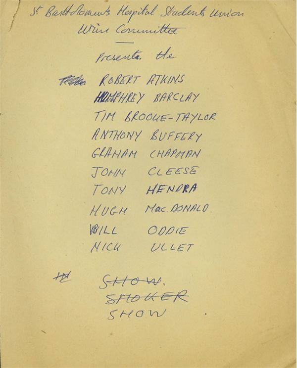 - Circa 1960 Graham Chapman Handwritten Poster (8x10”)