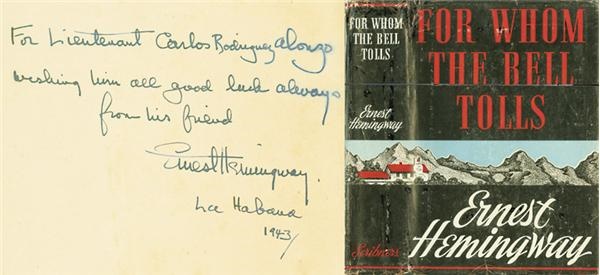 - Ernest Hemingway Inscribed First Edition <i>For Whom The Bell Tolls</i>