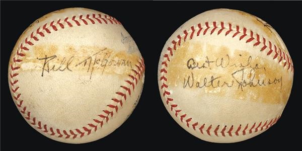 - Bill McGowan & Walter Johnson Signed Baseball