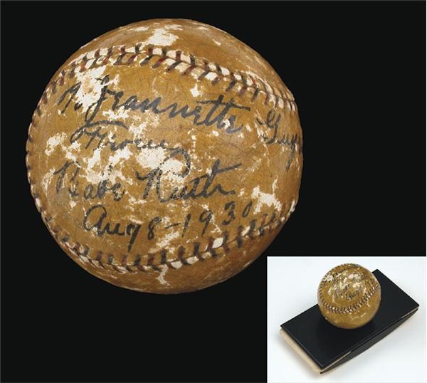 - Babe Ruth Signed Baseball Dated Aug. 8, 1930