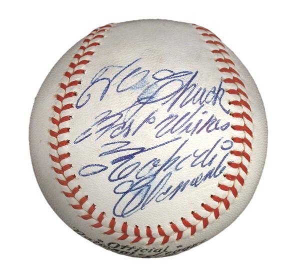 - Roberto Clemente Single Signed Baseball “To Chuck”
