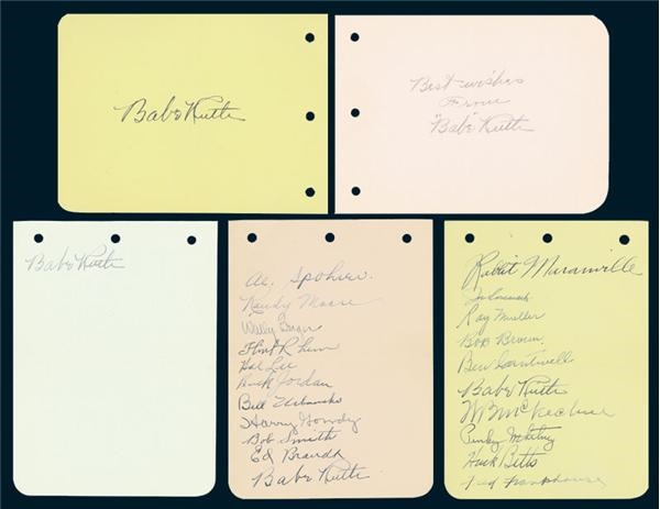 - Babe Ruth Signed Album Pages (5)