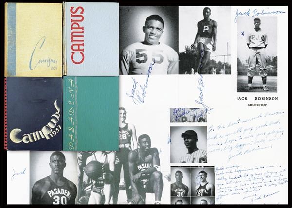 - Autographed Pasadena College Yearbooks (4) with Multi Jackie Robinson Signatures