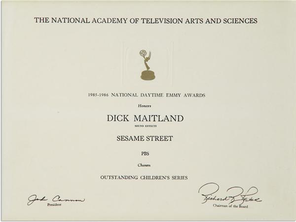 - Sesame Street Emmy Award Plaque (10x13”)