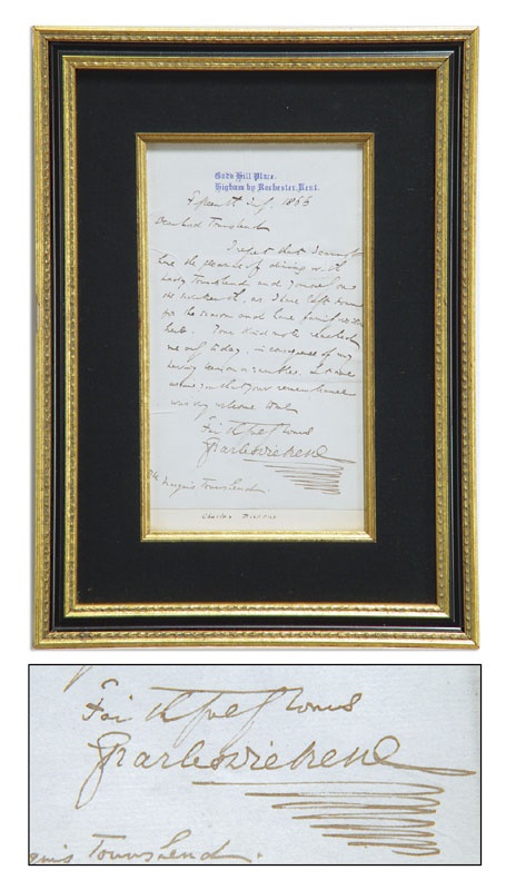 - 1866 Charles Dickens Handwritten Letter