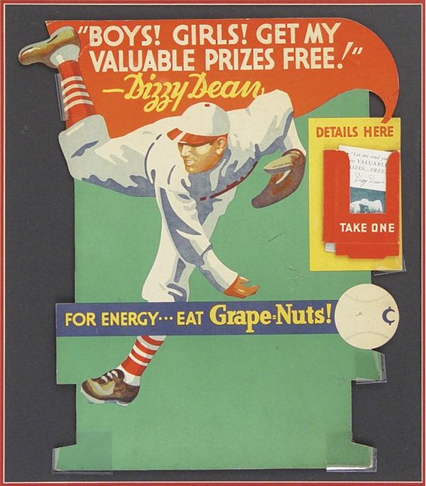 - Dizzy Dean Grape Nuts Cardboard Advertisement (22x27")