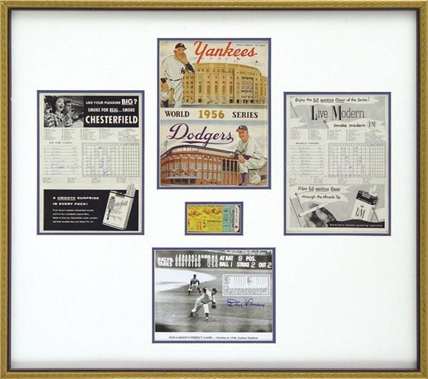 NY Yankees, Giants & Mets - Don Larsen Perfect Game Framed Display (34x31")