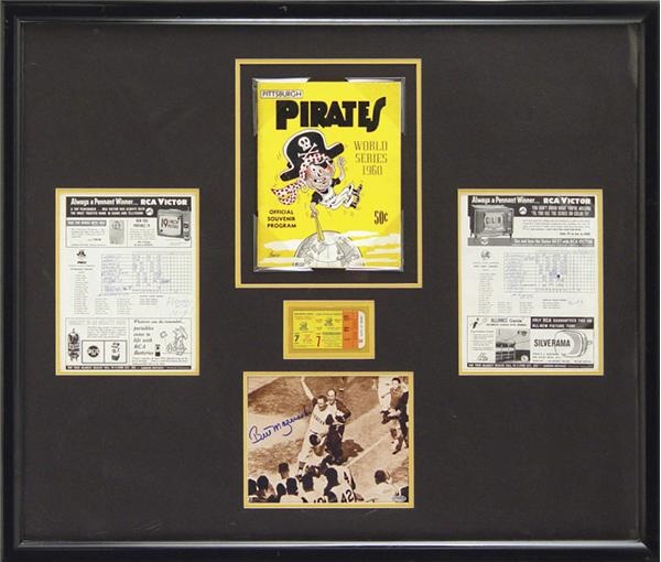 Clemente and Pittsburgh Pirates - Bill Mazeroski 1960 World Series Home Run Game Display (41x35")