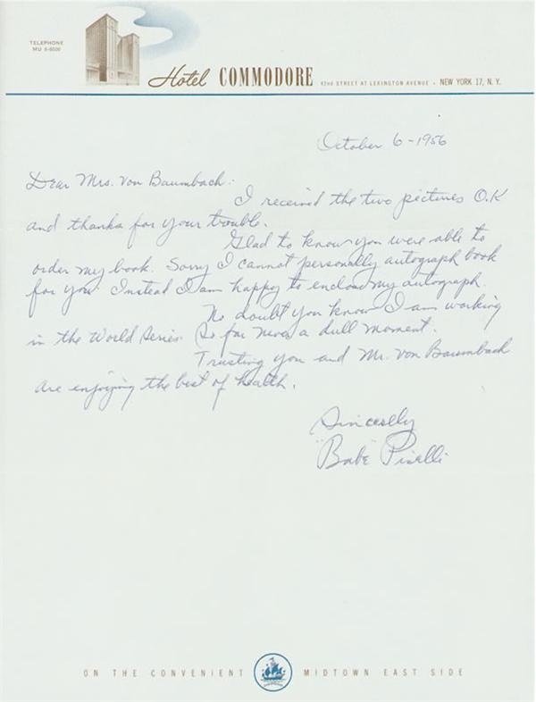 - 1956 Babe Pinelli Perfect Game Letter (8.5x11")