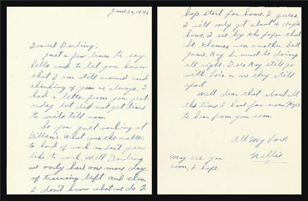 - 1946 Nellie Fox Handwritten 2-page Letter