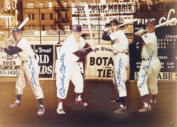 - Willie Mays, Mickey Mantle, Joe DiMaggio & Duke Snider Signed Photograph (16x20")