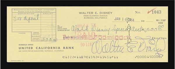 - Amazing Walter E. Disney Signed Check