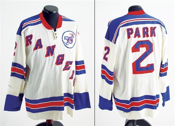 - 1975-76 Brad Park New York Rangers Last Game Worn Jersey