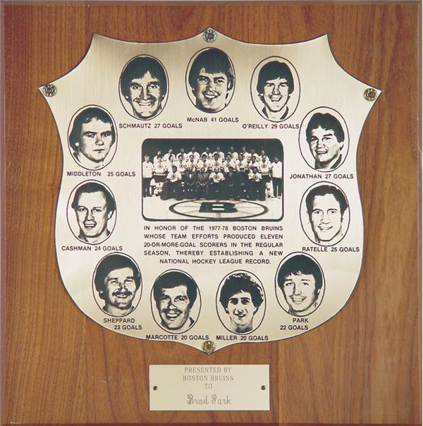 - Brad Park's 1977-78 Boston Bruins Team Plaque (14x14")