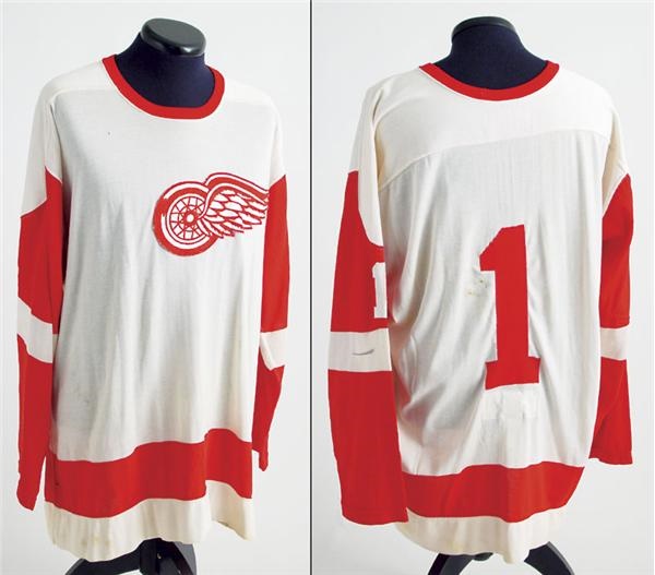 - Mid 1970's Detroit Red Wings Jimmy Rutherford Game Worn Jersey