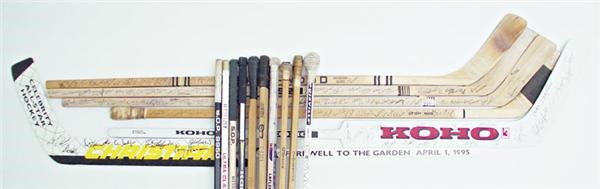 - Fred Stanfield's Personal NHL Players Signed Game Used Stick Collection (24)
