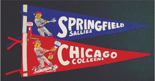 - 1940’s Girls Baseball League Pennants & Pins