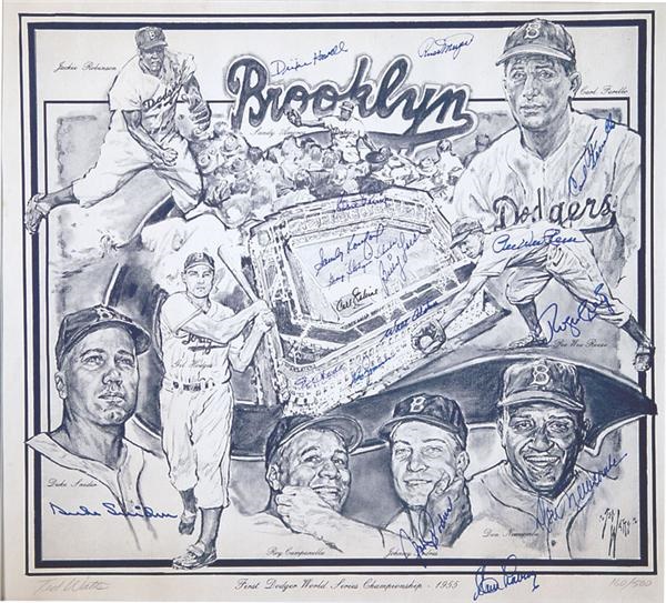 - 1955 Brooklyn Dodger Signed Print (22x24")