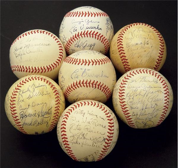 - 1939-44, & 1946 Brooklyn Dodgers Team Signed Baseballs (7)