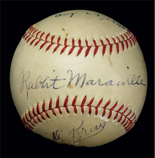 - Rabbit Maranville Signed Baseball