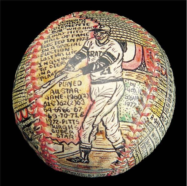 - Roberto Clemente Painted Baseball by George Sosnak