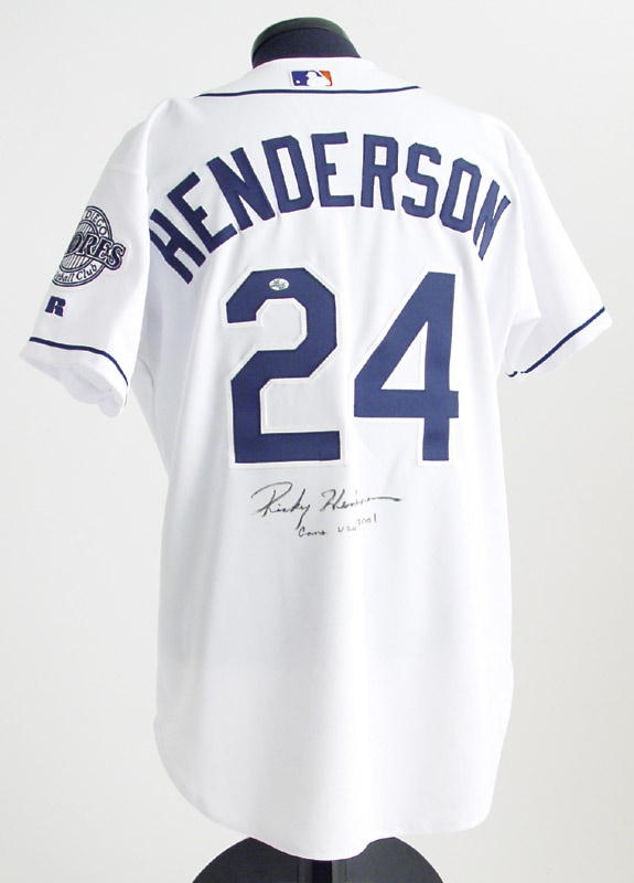 - 2001 Rickey Henderson Autographed Game Worn Jersey
