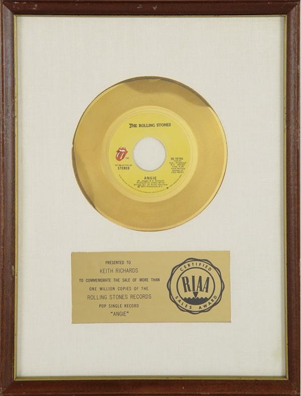 The Rolling Stones "Angie" Gold Record Award (13x17")