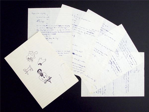 - Original Monty Python "Biggles" Handwritten Comedy Sketch by John Cleese and Graham Chapman