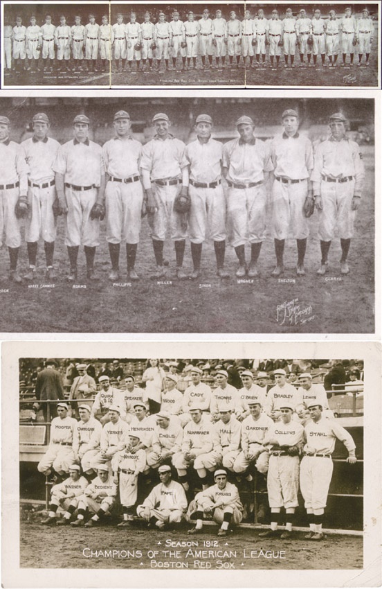 - 1909 Pittsburgh Pirates Tri Fold & 1912 Boston Red Sox Baseball Postcards