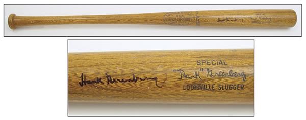 Baseball Autographs - Rare Hank Greenberg Autographed Store Bat (35")