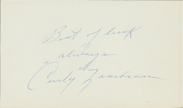 - Rare Curly Lambeau Signed Card (3.5x6")