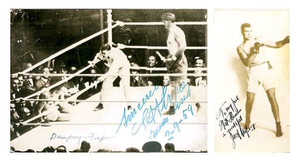 Jack Dempsey Photo (6x8") & Luis Firpo Autographed Postcard