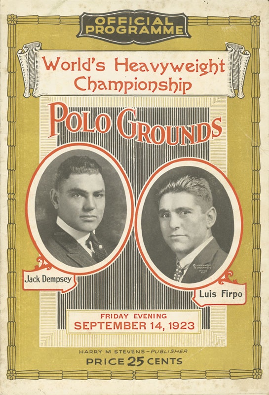 - 1923 Jack Dempsey vs. Luis Firpo Fight Program