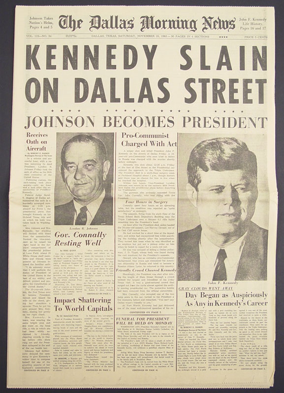 - John F. Kennedy Dallas Assasination Newspaper