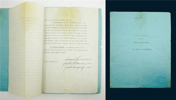 - 1923 Jack Dempsey & Jack Kearns "Tex Rickard" Contract for Luis Firpo Fight